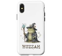 Carcasa para iPhone X/XS Funny Wizard Frog Huzzah Meme Fantasy Humor Cottagecore
