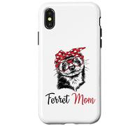 Carcasa para iPhone X/XS Funny Womens Girls Glasses Bandana Mom Ferret Lover