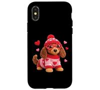 Carcasa para iPhone X/XS Gafas Amigurumi Love de Ganchillo con Forma de corazón para Cachorros de San Valentín