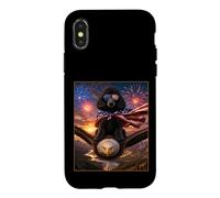 Carcasa para iPhone X/XS Gafas con diseño de Perro caniche Negro sobre águila Calva con Bandera Americana