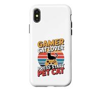 Carcasa para iPhone X/XS Gamer Cat Lover Press Start Pet Cat Gaming