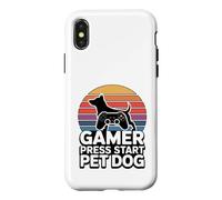 Carcasa para iPhone X/XS Gamer Dog Lover Press Start Pet Dog Gaming