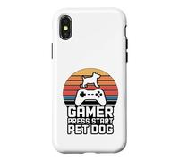 Carcasa para iPhone X/XS Gamer Dog Lover Press Start Pet Dog Gaming