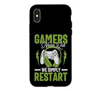Carcasa para iPhone X/XS Gamers Never Quit We Simply Restart Funny Video Game Lovers