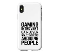 Carcasa para iPhone X/XS Gaming Amante de los Gatos introvertidos Acariciando a mi Gato evitando a la Gente
