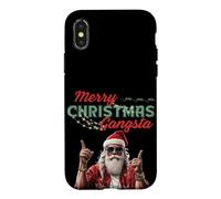 Carcasa para iPhone X/XS Gangsta Santa Feliz Navidad Divertidas Vibes Festivas