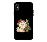 Carcasa para iPhone X/XS Gato Blanco Decora el árbol