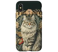 Carcasa para iPhone X/XS Gato Maine Coon Vintage Estilo William Morris