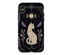 Carcasa para iPhone X/XS Gato místico Celestial Luna Polilla Botánica Arte Oculto