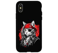 Carcasa para iPhone X/XS Gato Pirata japonés Ronin Samurai Anime Kitten Kanji Art