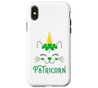 Carcasa para iPhone X/XS Gato Unicornio irlandés Lil Miss Caticorn Green para el Día de San Patricio