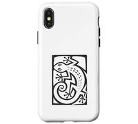 Carcasa para iPhone X/XS Gecko Linocut Style Minimalista Animal Art