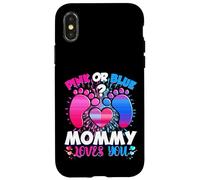 Carcasa para iPhone X/XS Gender Reveal Mommy Team Rosa o Azul Qué Piensas
