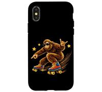 Carcasa para iPhone X/XS Genial Bigfoot Patinando sobre Ruedas de los 80 Retro Forest Sasquatch