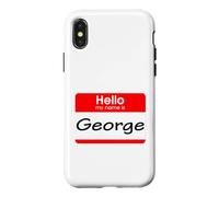Carcasa para iPhone X/XS George, Hola, me llamo Etiqueta, Placa
