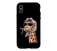 Carcasa para iPhone X/XS Giraffe Safari Granny Square Crochet Yarn Crochet Lover