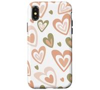 Carcasa para iPhone X/XS Girly Coquette Cute Pink Heart Sage Green Hearts Valentines