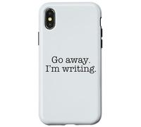 Carcasa para iPhone X/XS GO Away I'm ESCRITING Typewriter Fuente Escritor Ocupado Meme ON Back