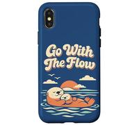 Carcasa para iPhone X/XS Go with The Flow Cute Sea Otter Retro Animal