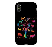 Carcasa para iPhone X/XS Goat Tree Colorful Goat mom Goat Dad Goat Girl