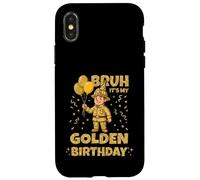 Carcasa para iPhone X/XS Golden Birthday Boys Girls Bday Fiesta de cumpleaños Bombero