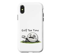 Carcasa para iPhone X/XS Golf tee Time - Té, Bola Divertida Mascota Retro Estilo Vintage