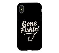 Carcasa para iPhone X/XS Gone Fishin' Funny Fishing Hook Shirt Hombres Mujeres Niños Pescadores