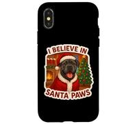 Carcasa para iPhone X/XS Gorro de Navidad con Texto en inglés I Believe In Santa Paws Cane Corso Dog Mom Dad