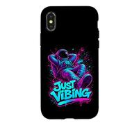 Carcasa para iPhone X/XS Gráfico de Astronauta Morado y Verde Azulado Just Vibing para Hombre