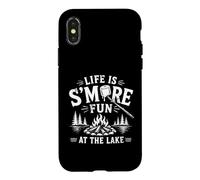 Carcasa para iPhone X/XS Gráfico de Camping Life Is S'More Fun At The Lake Campfire