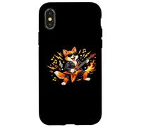 Carcasa para iPhone X/XS Gráfico de Mascota de Guitarra Rocking Fox