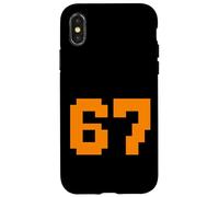 Carcasa para iPhone X/XS Gráfico de números de Bloque de 67 píxeles, Estilo Arcade Vintage de 8 bits