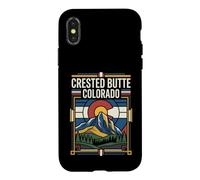 Carcasa para iPhone X/XS Gráfico de Viaje de montaña con la Bandera de Colorado de Crested Butte