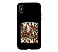 Carcasa para iPhone X/XS Gráfico navideño Retro de Farm Goat Merry Goatmas