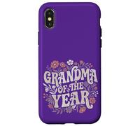 Carcasa para iPhone X/XS Grandma of The Year Retro Floral Cute Grandmother Vintage