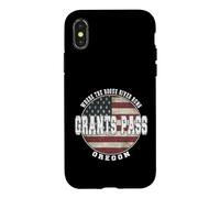 Carcasa para iPhone X/XS Grants Pass Oregon, Bandera Americana Vintage