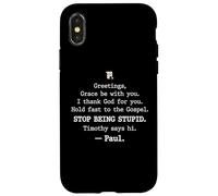 Carcasa para iPhone X/XS Greetings Grace Be with You I Thank God for You Hold Fast
