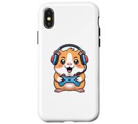 Carcasa para iPhone X/XS Guinea Pig Playing Video Game Rodents Gamers