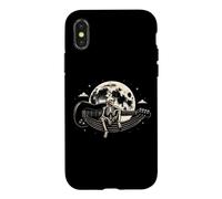 Carcasa para iPhone X/XS Guitarra Esqueleto Luna Hamaca música Arte Hombres niños Halloween