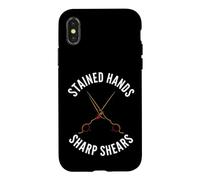 Carcasa para iPhone X/XS Hairstylist Stained Hands Sharp Shears Cosmetologist