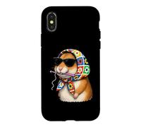 Carcasa para iPhone X/XS Hamster Hammy Granny - Hilo Cuadrado de Ganchillo para Amantes del Ganchillo
