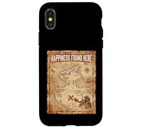 Carcasa para iPhone X/XS Happiness Found Here Vintage Pirate Map Crab
