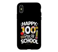 Carcasa para iPhone X/XS Happy 100th Day of School Teachers Boys Kids Retro 100th Day