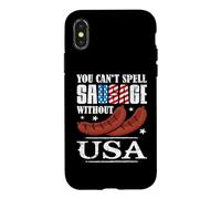 Carcasa para iPhone X/XS Happy 4th of July You Can't Spell Sausage Without USA
