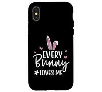 Carcasa para iPhone X/XS Happy Easter Every Bunny Sign Every Bunny Loves Me Chicks