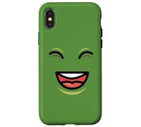 Carcasa para iPhone X/XS Happy Laughing Face - Cartoon Green Avocado
