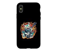 Carcasa para iPhone X/XS Hard & Heavy Rock Maneki Neko Rockstar - Guitarra de Gato
