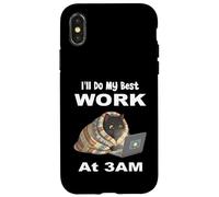 Carcasa para iPhone X/XS Haré mi Mejor Trabajo a Las 3 de la mañana, Divertido portátil Night Owl Black Cat