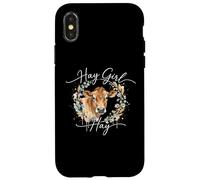Carcasa para iPhone X/XS Hay Girl Hay Cow Lover Watercolor Floral Wreath
