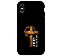 Carcasa para iPhone X/XS He Is Risen Cross Crown Thorns Mateo 28:6 Fe Cristiana